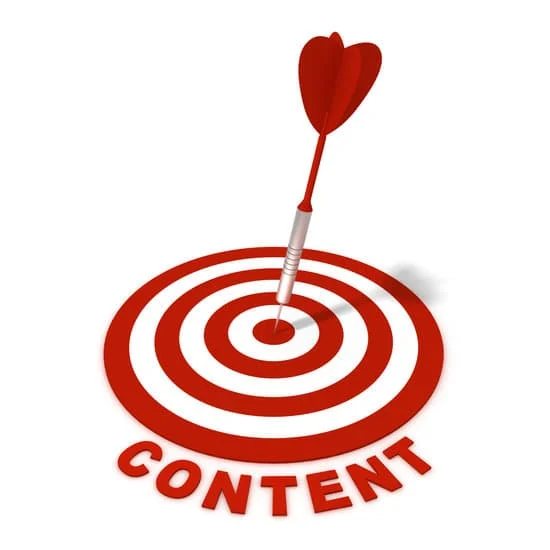 Concentric circles with an arrow in the centre indicating targeted content ideas